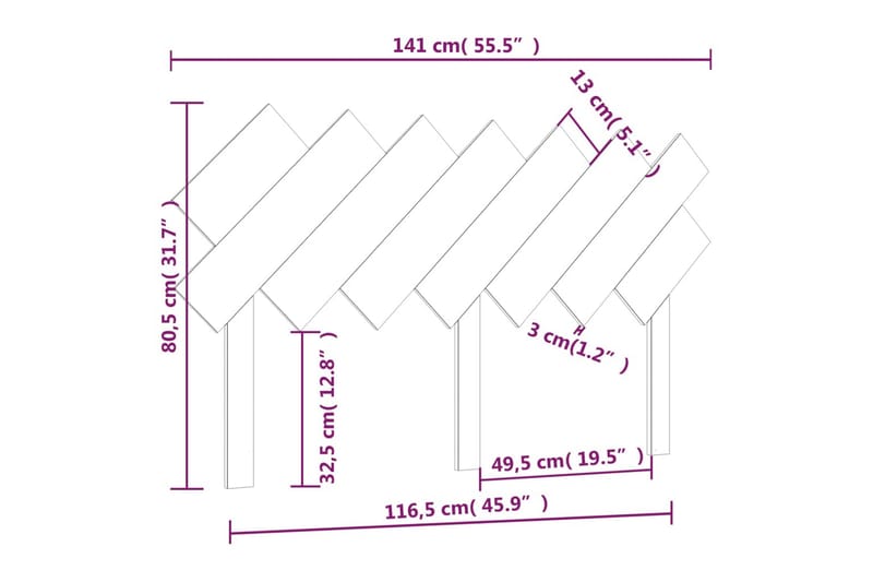 beBasic Sengegavl honningbrun 141x3x80,5 cm heltre furu - Brun - Møbler - Senger - Sengetilbehør - Sengegavl