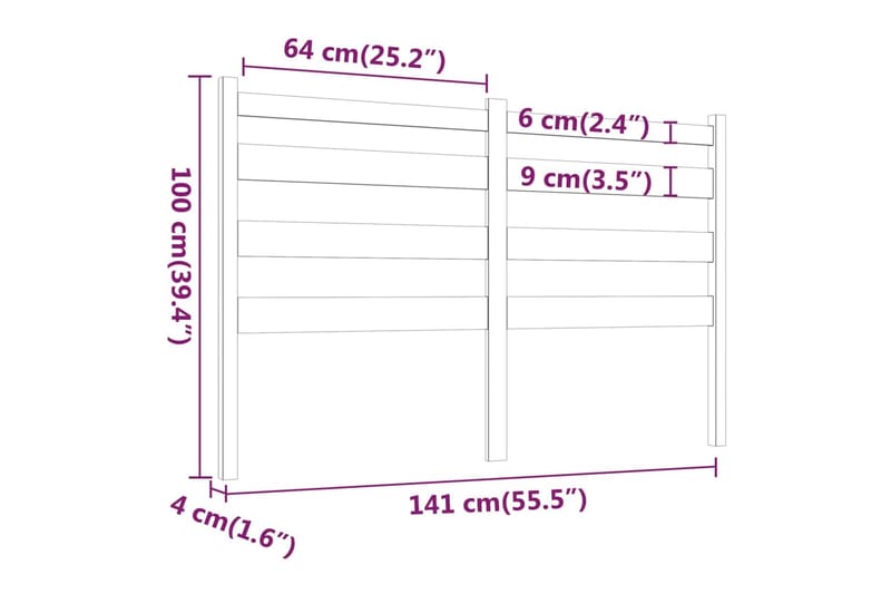 beBasic Sengegavl honningbrun 141x4x100 cm heltre furu - Brun - Møbler - Senger - Sengetilbehør - Sengegavl