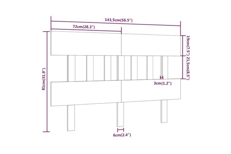 beBasic Sengegavl honningbrun 143,5x3x81 cm heltre furu - Brun - Møbler - Senger - Sengetilbehør - Sengegavl