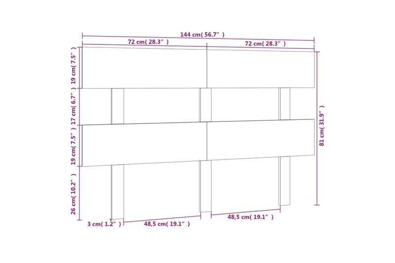 beBasic Sengegavl honningbrun 144x3x81 cm heltre furu - Brun - Møbler - Senger - Sengetilbehør - Sengegavl