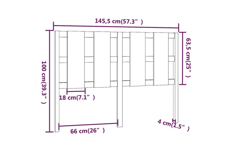 beBasic Sengegavl honningbrun 145,5x4x100 cm heltre furu - Brun - Møbler - Senger - Sengetilbehør - Sengegavl