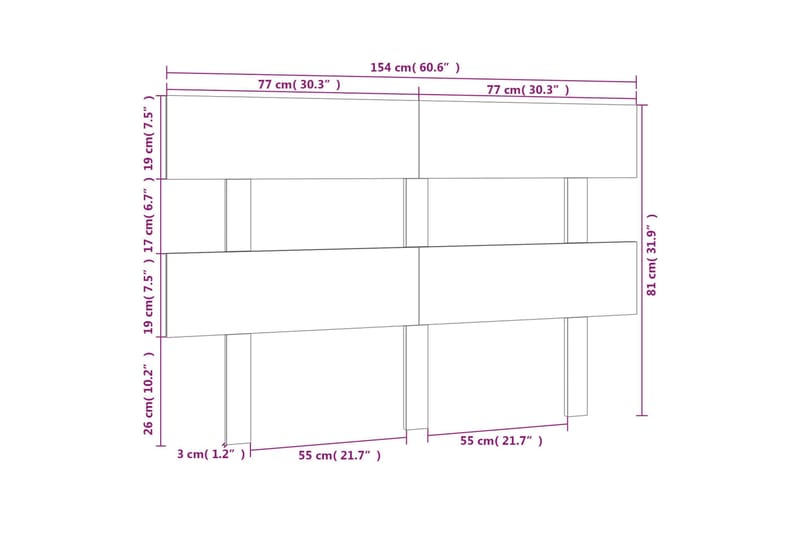 beBasic Sengegavl honningbrun 154x3x81 cm heltre furu - Brun - Møbler - Senger - Sengetilbehør - Sengegavl