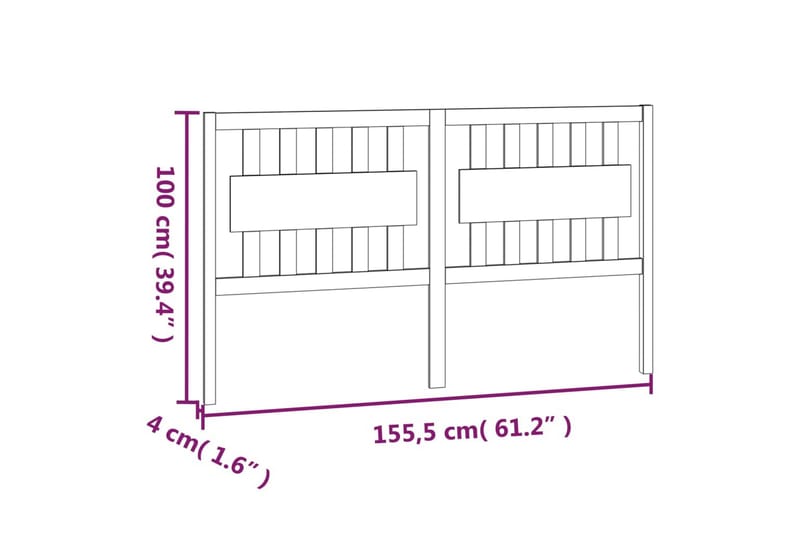 beBasic Sengegavl honningbrun 155,5x4x100 cm heltre furu - Brun - Møbler - Senger - Sengetilbehør - Sengegavl