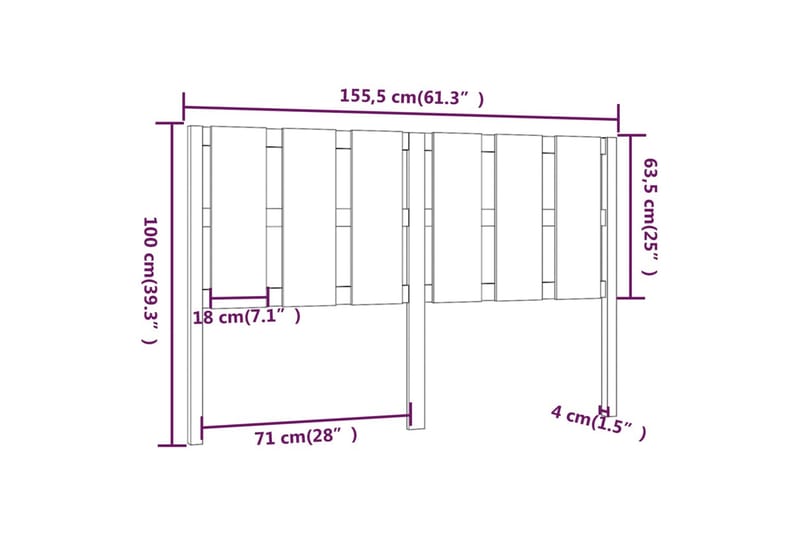 beBasic Sengegavl honningbrun 155,5x4x100 cm heltre furu - Brun - Møbler - Senger - Sengetilbehør - Sengegavl