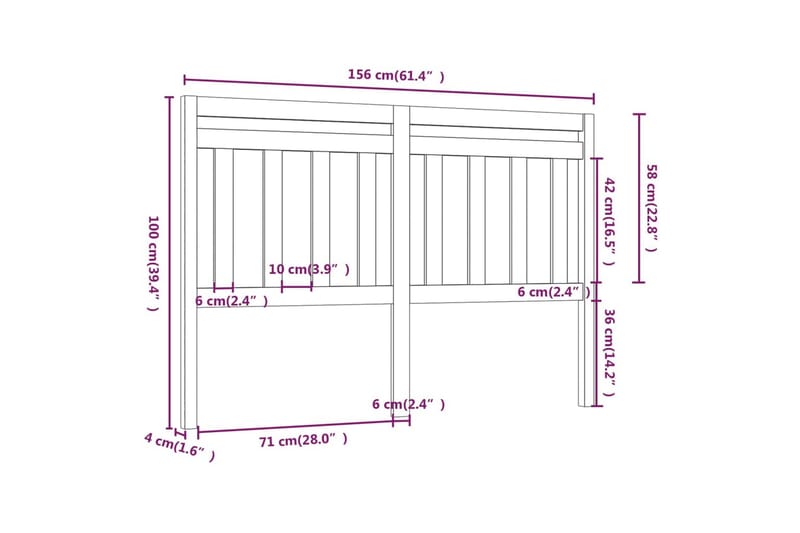 beBasic Sengegavl honningbrun 156x4x100 cm heltre furu - Brun - Møbler - Senger - Sengetilbehør - Sengegavl