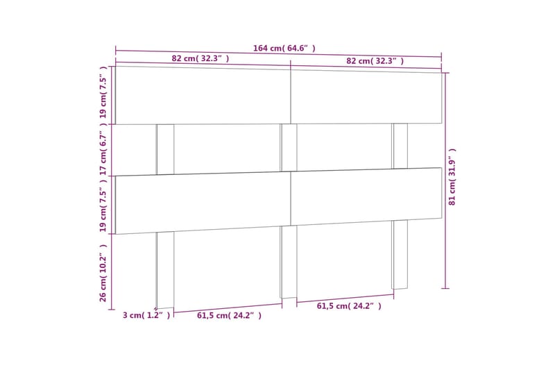 beBasic Sengegavl honningbrun 164x3x81 cm heltre furu - Brun - Møbler - Senger - Sengetilbehør - Sengegavl