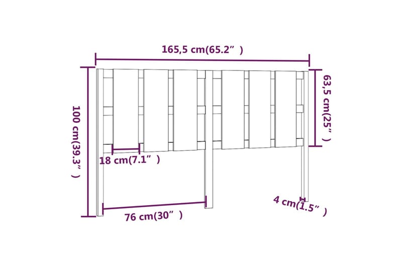 beBasic Sengegavl honningbrun 165,5x4x100 cm heltre furu - Brun - Møbler - Senger - Sengetilbehør - Sengegavl