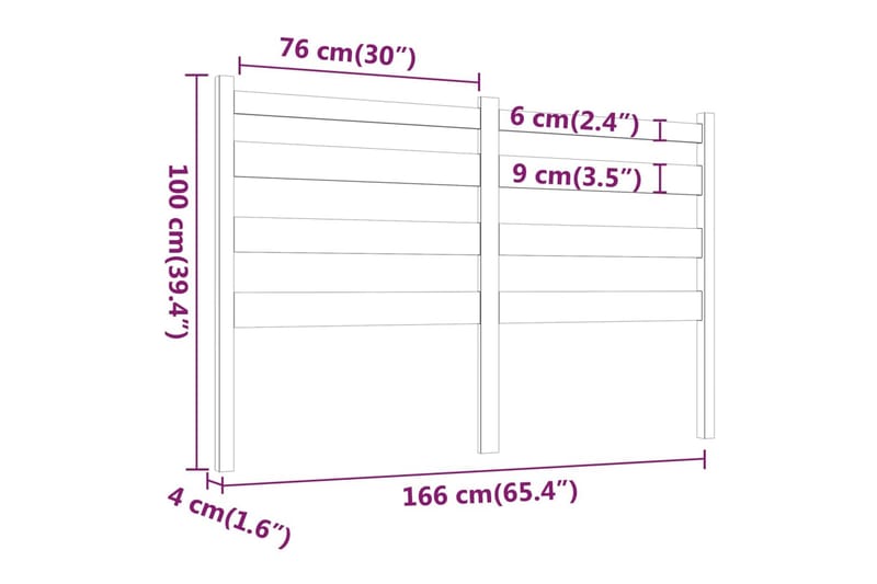 beBasic Sengegavl honningbrun 166x4x100 cm heltre furu - Brun - Møbler - Senger - Sengetilbehør - Sengegavl