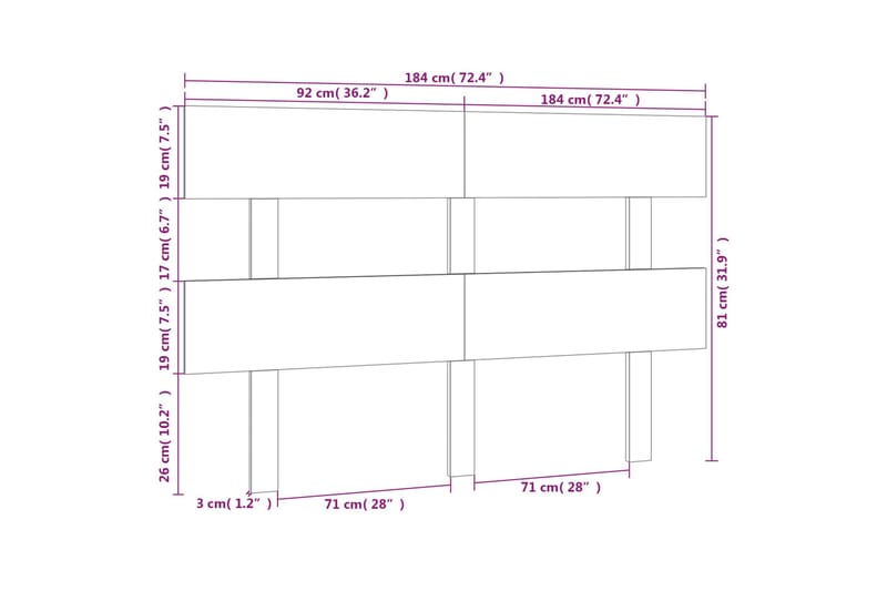 beBasic Sengegavl honningbrun 184x3x81 cm heltre furu - Brun - Møbler - Senger - Sengetilbehør - Sengegavl