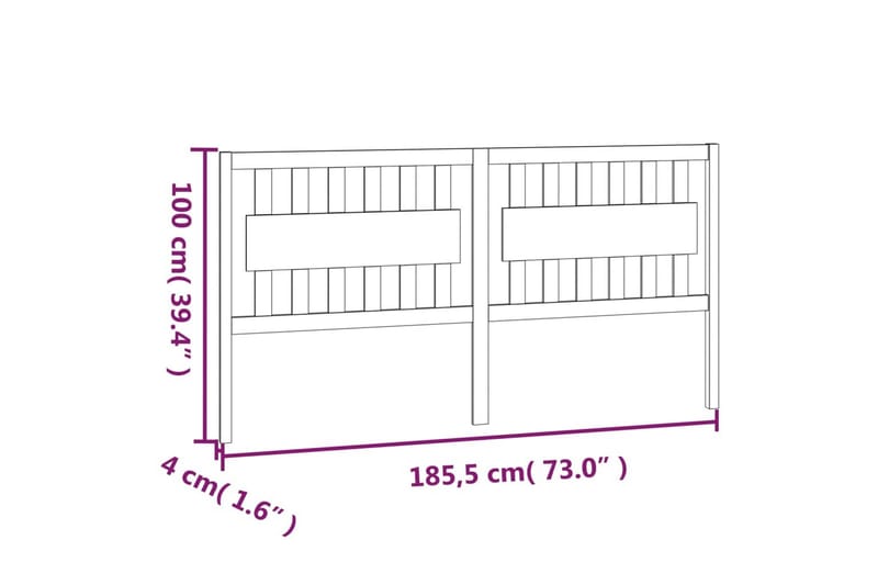 beBasic Sengegavl honningbrun 185,5x4x100 cm heltre furu - Brun - Møbler - Senger - Sengetilbehør - Sengegavl