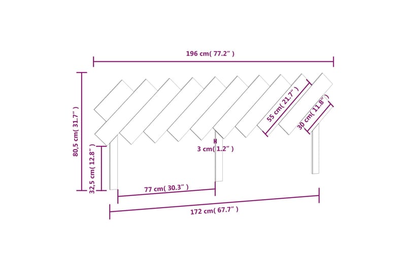 beBasic Sengegavl honningbrun 196x3x80,5 cm heltre furu - Brun - Møbler - Senger - Sengetilbehør - Sengegavl