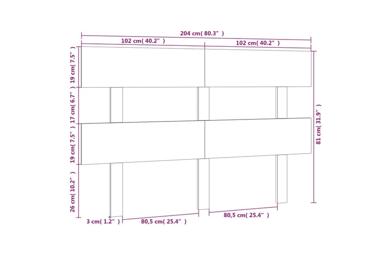 beBasic Sengegavl honningbrun 204x3x81 cm heltre furu - Brun - Møbler - Senger - Sengetilbehør - Sengegavl