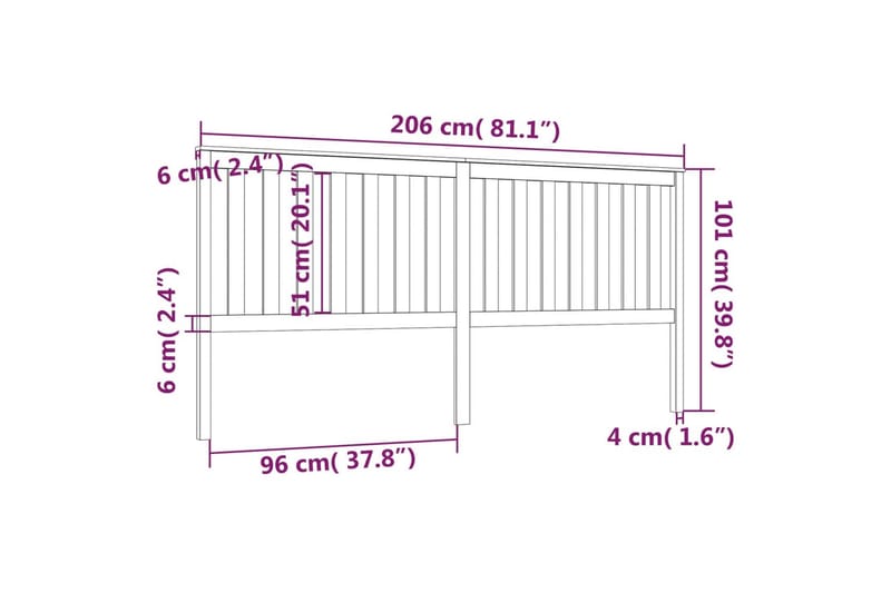 beBasic Sengegavl honningbrun 206x6x101 cm heltre furu - Brun - Møbler - Senger - Sengetilbehør - Sengegavl