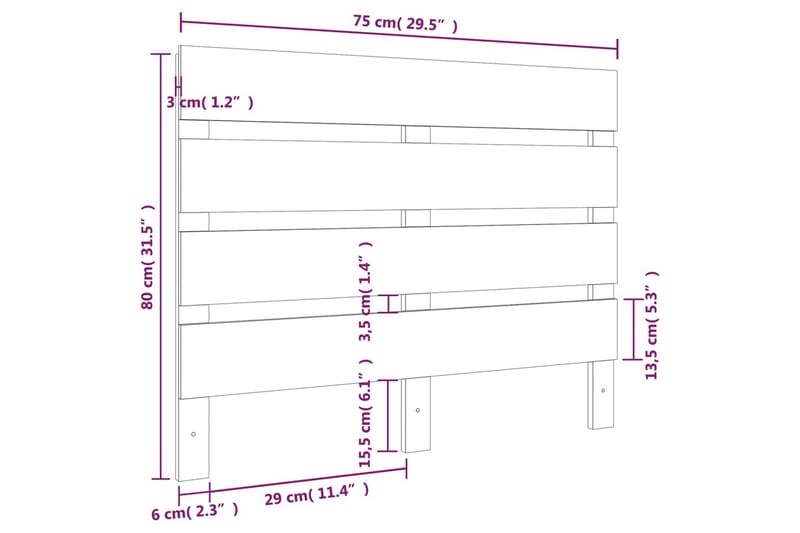 beBasic Sengegavl honningbrun 75x3x80 cm heltre furu - Brun - Møbler - Senger - Sengetilbehør - Sengegavl