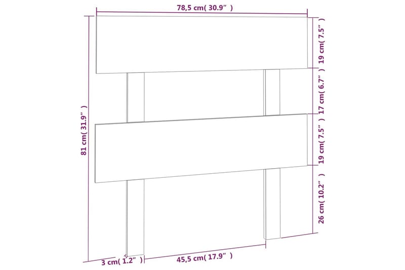 beBasic Sengegavl honningbrun 78,5x3x81 cm heltre furu - Brun - Møbler - Senger - Sengetilbehør - Sengegavl