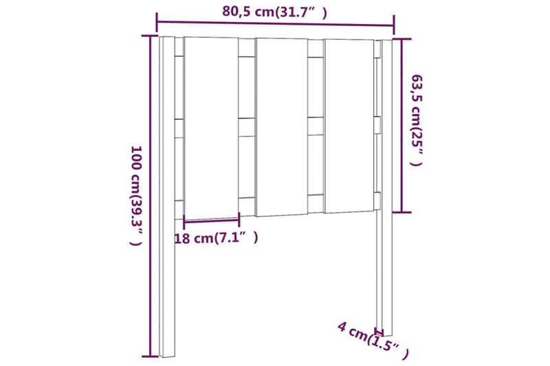 beBasic Sengegavl honningbrun 80,5x4x100 cm heltre furu - Brun - Møbler - Senger - Sengetilbehør - Sengegavl