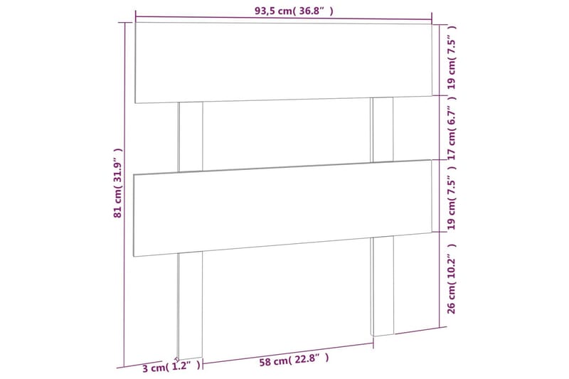 beBasic Sengegavl honningbrun 93,5x3x81 cm heltre furu - Brun - Møbler - Senger - Sengetilbehør - Sengegavl