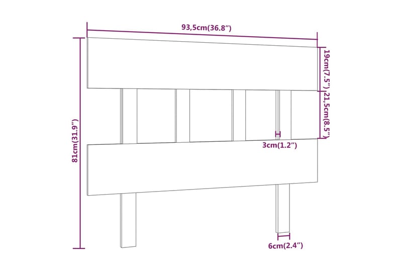 beBasic Sengegavl honningbrun 93,5x3x81 cm heltre furu - Brun - Møbler - Senger - Sengetilbehør - Sengegavl