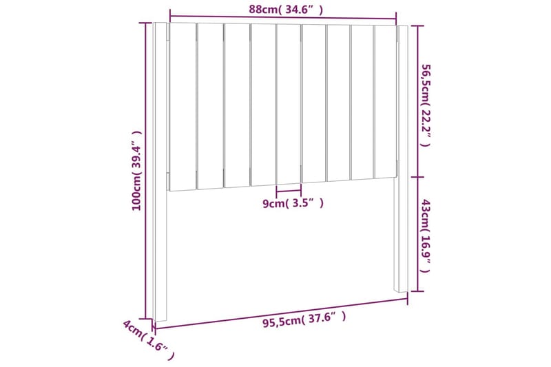 beBasic Sengegavl honningbrun 95,5x4x100 cm heltre furu - Brun - Møbler - Senger - Sengetilbehør - Sengegavl