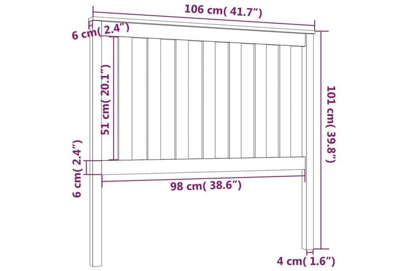 beBasic Sengegavl hvit 106x6x101 cm heltre furu - Hvit - Møbler - Senger - Sengetilbehør - Sengegavl