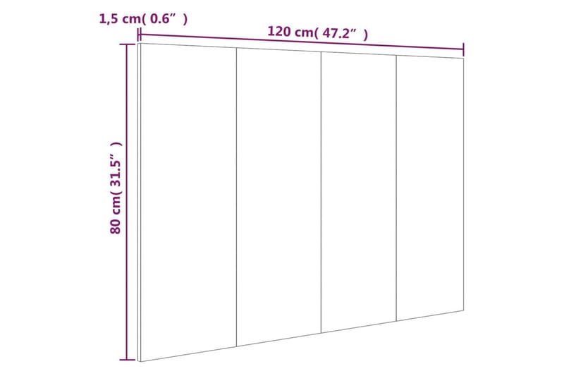 beBasic Sengegavl sonoma eik 120x1,5x80 cm konstruert tre - Brun - Møbler - Senger - Sengetilbehør - Sengegavl