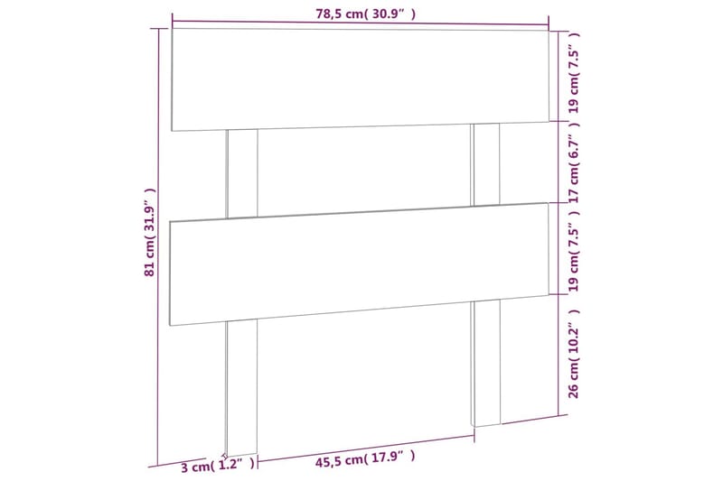 beBasic Sengegavl svart 78,5x4x100 cm heltre furu - Svart - Møbler - Senger - Sengetilbehør - Sengegavl