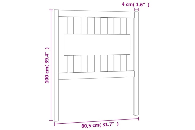 beBasic Sengegavl svart 80,5x4x100 cm heltre furu - Svart - Møbler - Senger - Sengetilbehør - Sengegavl