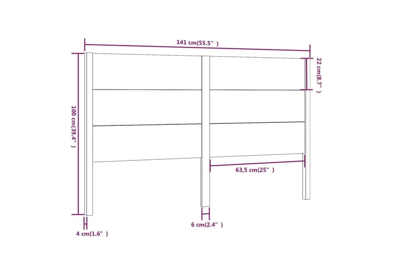 Sengegavl 141x4x100 cm heltre furu - Brun - Møbler - Senger - Sengetilbehør - Sengegavl