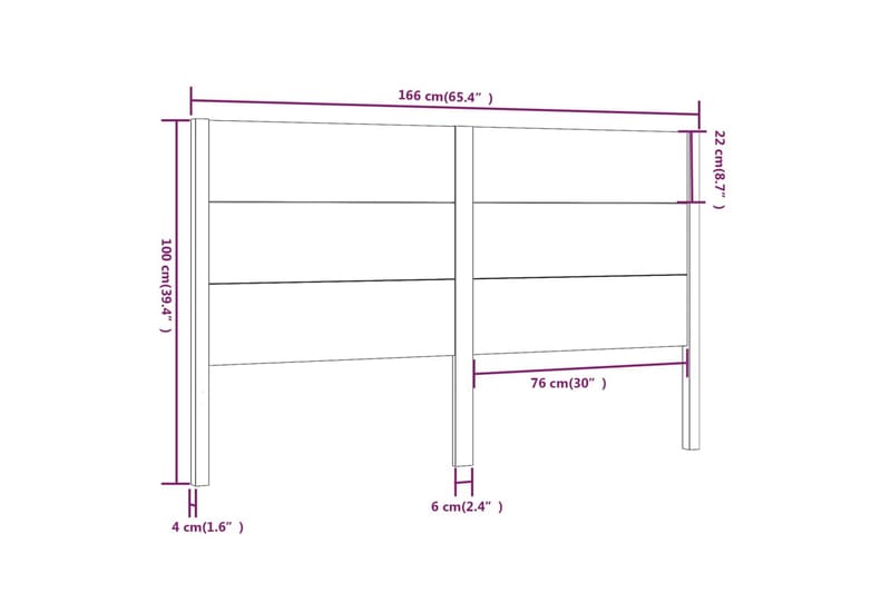 Sengegavl 166x4x100 cm heltre furu - Brun - Møbler - Senger - Sengetilbehør - Sengegavl