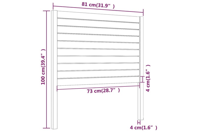 Sengegavl 81x4x100 cm heltre furu - Brun - Møbler - Senger - Sengetilbehør - Sengegavl