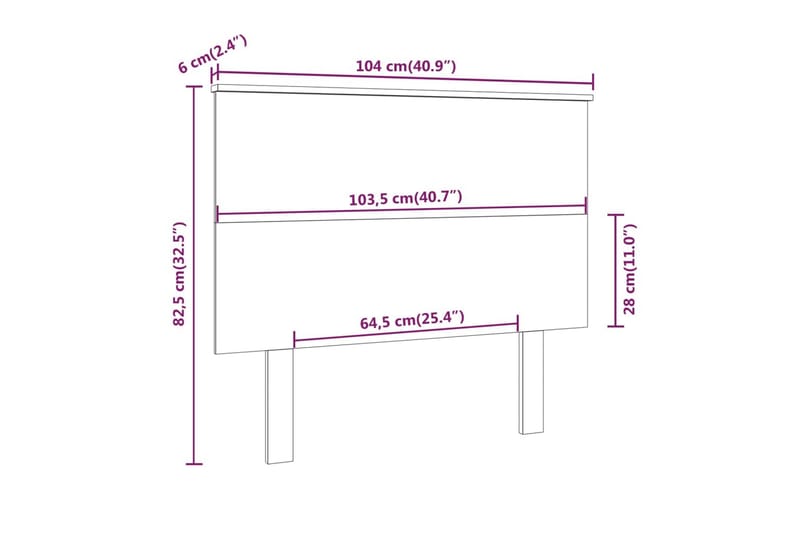 Sengegavl hvit 104x6x82,5 cm heltre furu - Hvit - Møbler - Senger - Sengetilbehør - Sengegavl