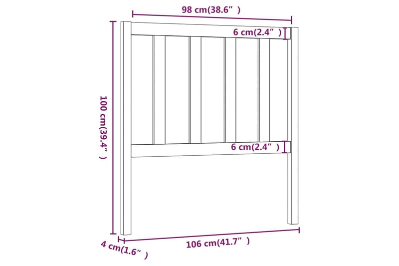 Sengegavl hvit 106x4x100 cm heltre furu - Hvit - Møbler - Senger - Sengetilbehør - Sengegavl