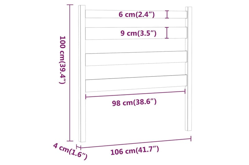 Sengegavl hvit 106x4x100 cm heltre furu - Hvit - Møbler - Senger - Sengetilbehør - Sengegavl