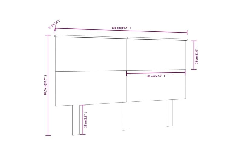 Sengegavl hvit 139x6x82,5 cm heltre furu - Hvit - Møbler - Senger - Sengetilbehør - Sengegavl