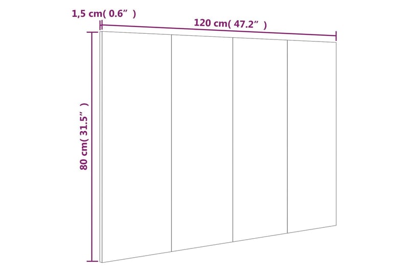 Sengegavl røkt eik 120x1,5x80 cm konstruert tre - Brun - Møbler - Senger - Sengetilbehør - Sengegavl