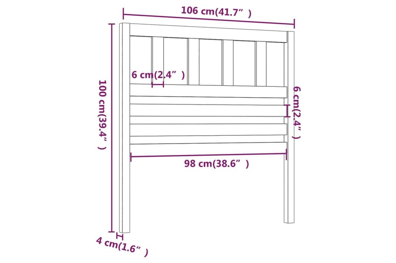 Sengegavl 106x4x100 cm heltre furu - Brun - Møbler - Senger - Sengetilbehør - Sengegavl