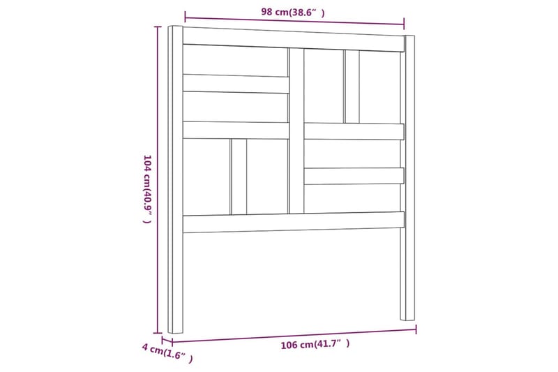 Sengegavl 106x4x104 cm heltre furu - Brun - Møbler - Senger - Sengetilbehør - Sengegavl