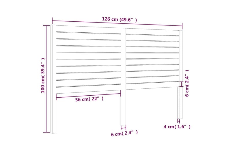 Sengegavl 126x4x100 cm heltre furu - Brun - Møbler - Senger - Sengetilbehør - Sengegavl