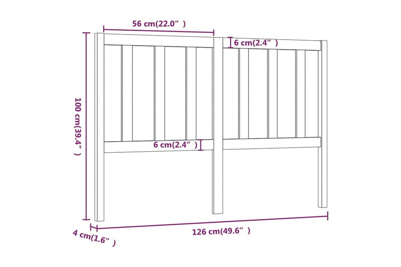 Sengegavl 126x4x100 cm heltre furu - Brun - Møbler - Senger - Sengetilbehør - Sengegavl