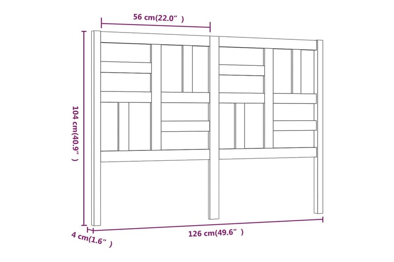 Sengegavl 126x4x104 cm heltre furu - Brun - Møbler - Senger - Sengetilbehør - Sengegavl