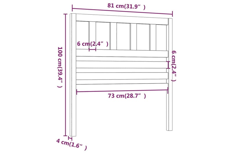 Sengegavl 81x4x100 cm heltre furu - Brun - Møbler - Senger - Sengetilbehør - Sengegavl