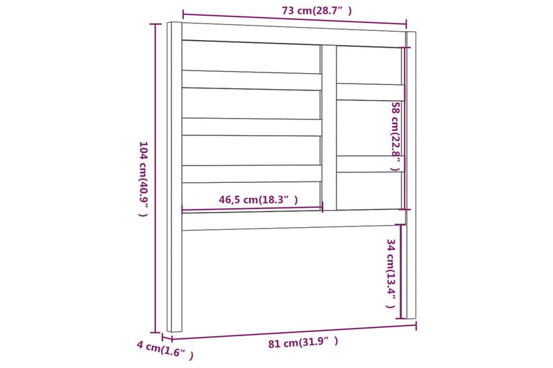 Sengegavl 81x4x104 cm heltre furu - Brun - Møbler - Senger - Sengetilbehør - Sengegavl