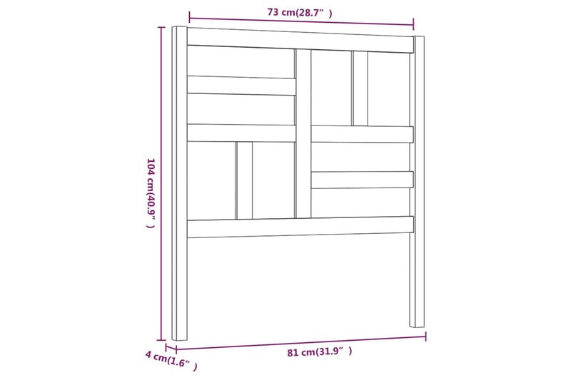 Sengegavl 81x4x104 cm heltre furu - Brun - Møbler - Senger - Sengetilbehør - Sengegavl