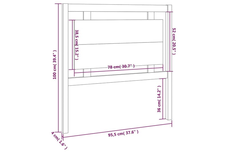 Sengegavl 95,5x4x100 cm heltre furu - Brun - Møbler - Senger - Sengetilbehør - Sengegavl