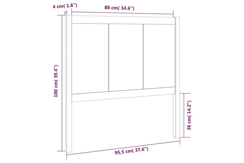 Sengegavl 95,5x4x100 cm heltre furu - Brun - Møbler - Senger - Sengetilbehør - Sengegavl