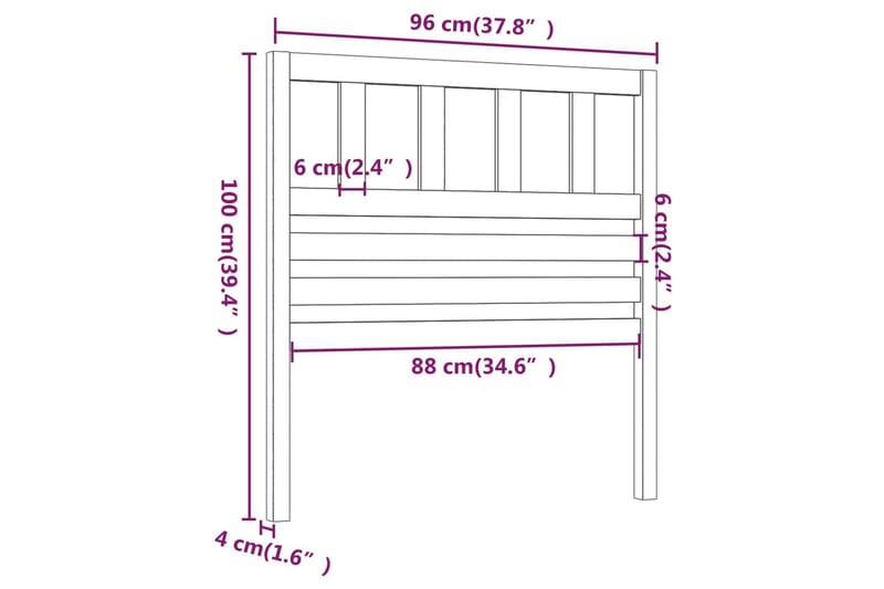 Sengegavl 96x4x100 cm heltre furu - Brun - Møbler - Senger - Sengetilbehør - Sengegavl