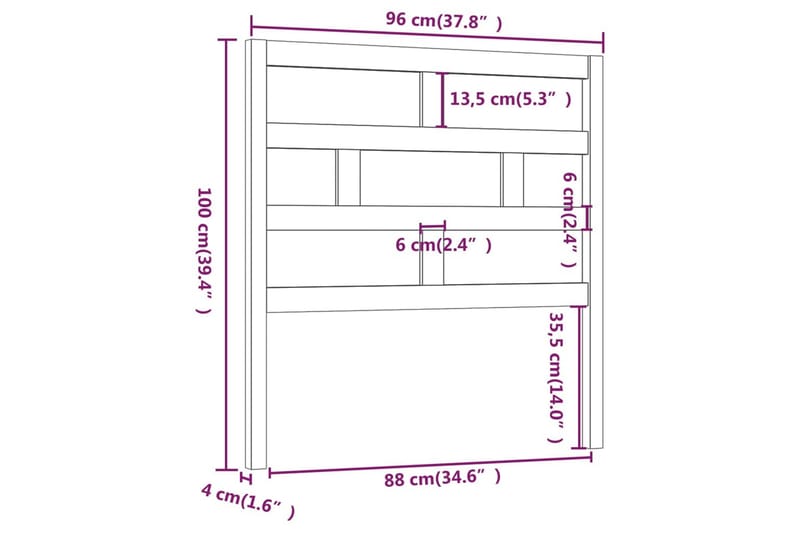 Sengegavl 96x4x100 cm heltre furu - Brun - Møbler - Senger - Sengetilbehør - Sengegavl