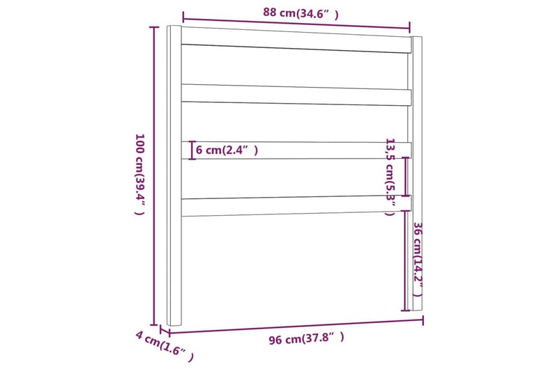 Sengegavl 96x4x100 cm heltre furu - Brun - Møbler - Senger - Sengetilbehør - Sengegavl