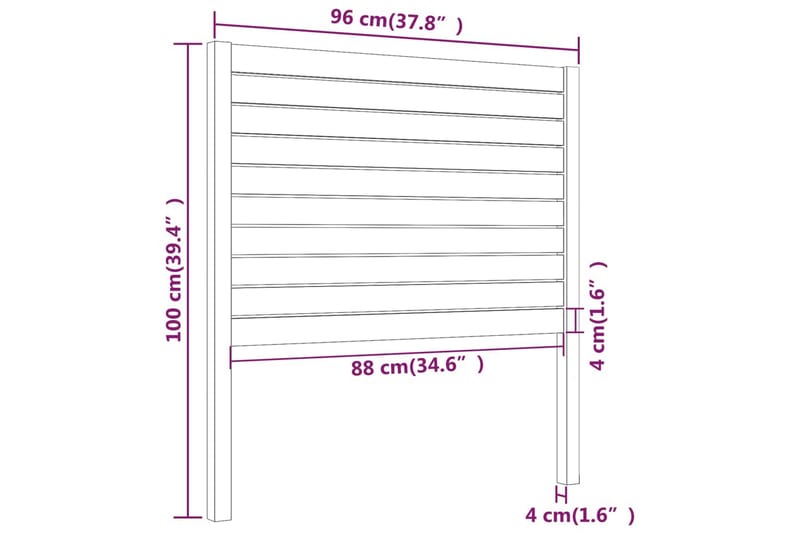 Sengegavl 96x4x100 cm heltre furu - Brun - Møbler - Senger - Sengetilbehør - Sengegavl