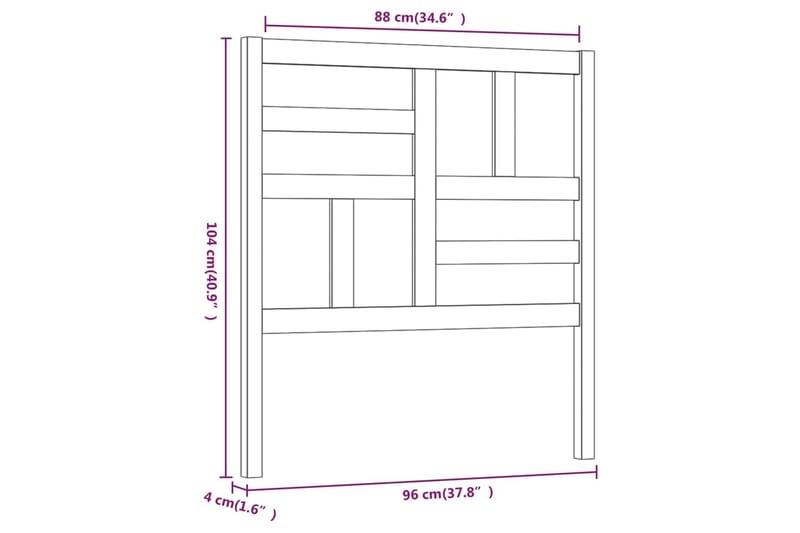 Sengegavl 96x4x104 cm heltre furu - Brun - Møbler - Senger - Sengetilbehør - Sengegavl